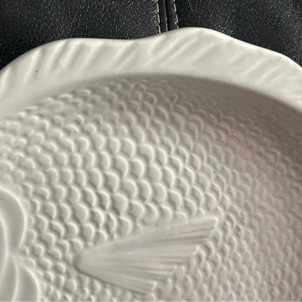 Whittier Pottery White Fish Shaped Ceramic Serving Platter